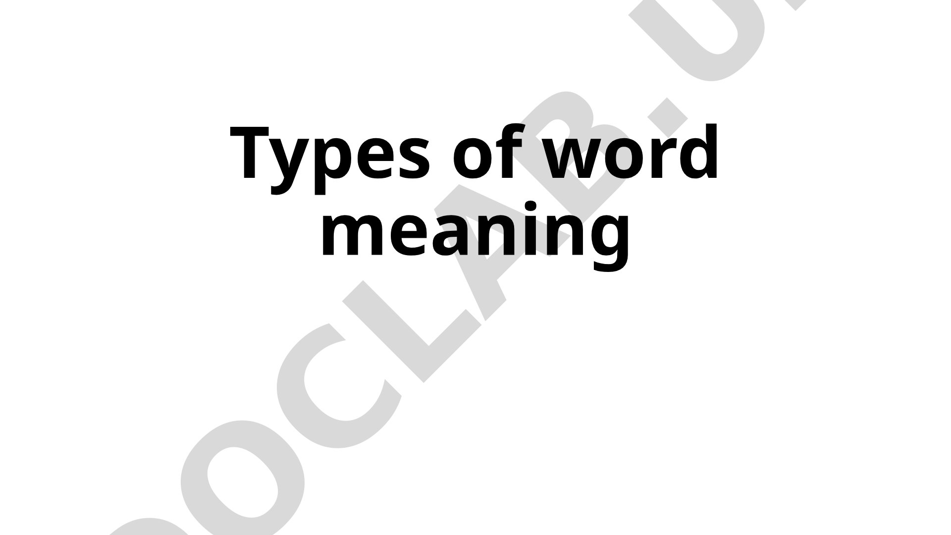 Types of word meaning