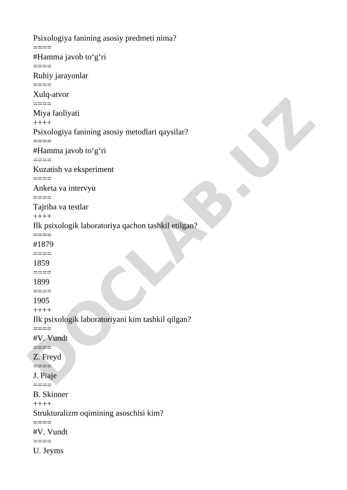Psixologiya fanining asosiy predmeti va metodlari