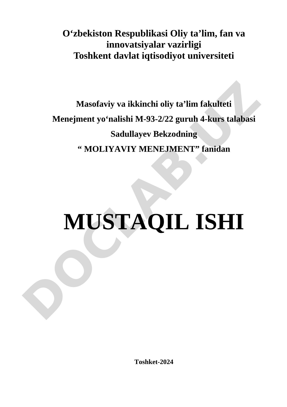 Pul fondlari va ulardan samarali foydalanish yoʻnalishlari