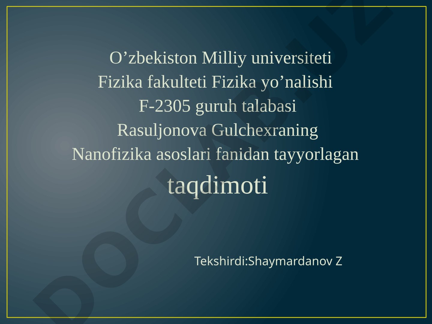 Nanomateriallar olish usullari. Kimyoviy usul