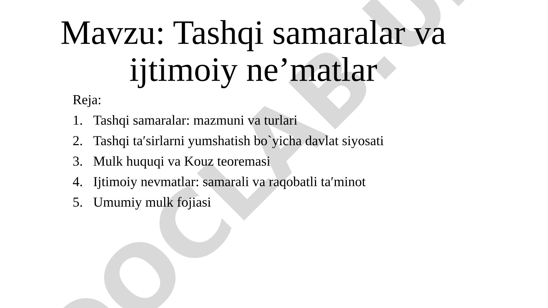 Tashqi samaralar va ijtimoiy ne’matlar