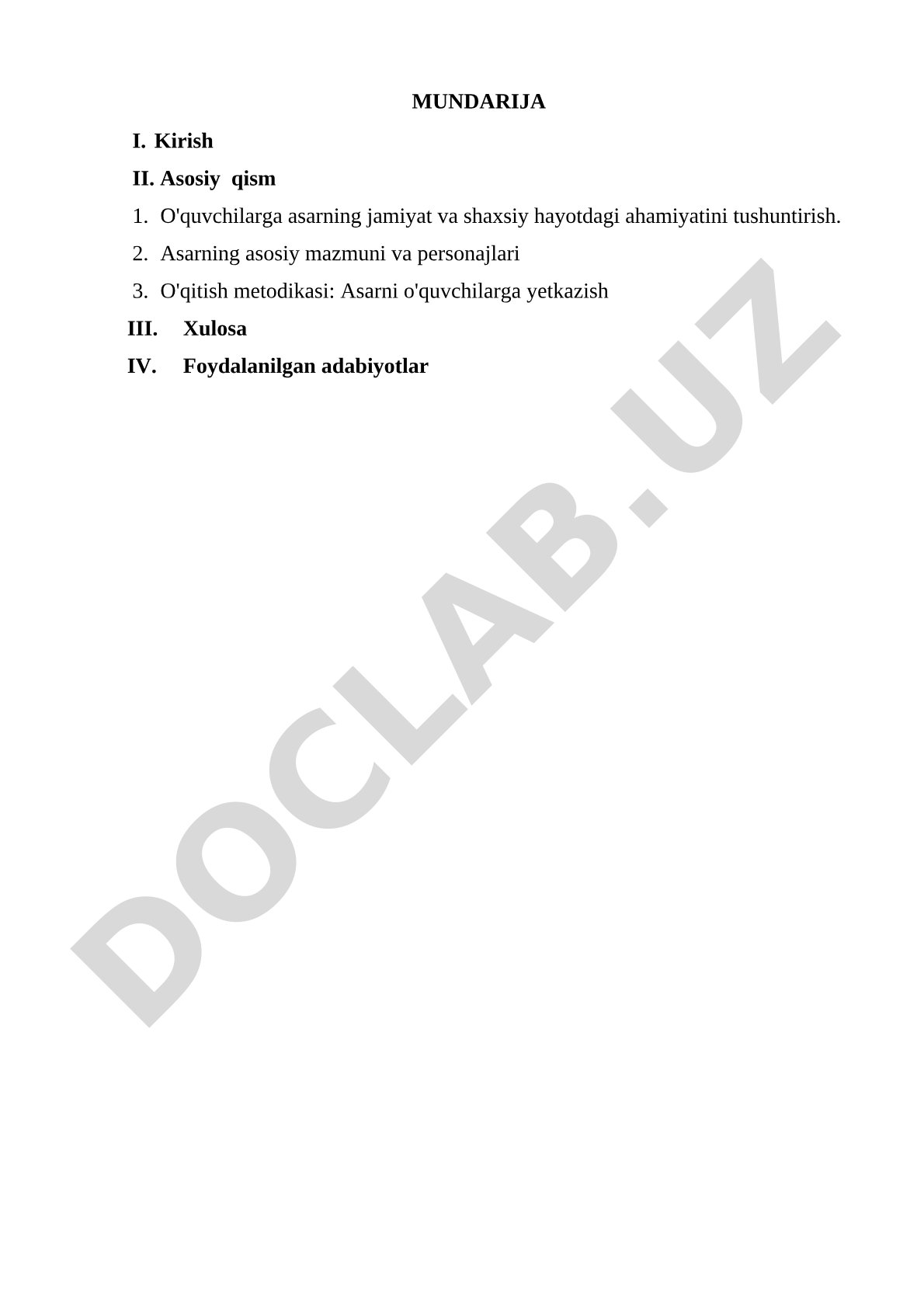 O'tkir Hoshimovning 'Dunyo ishlari' asarini o'qitish metodikasi