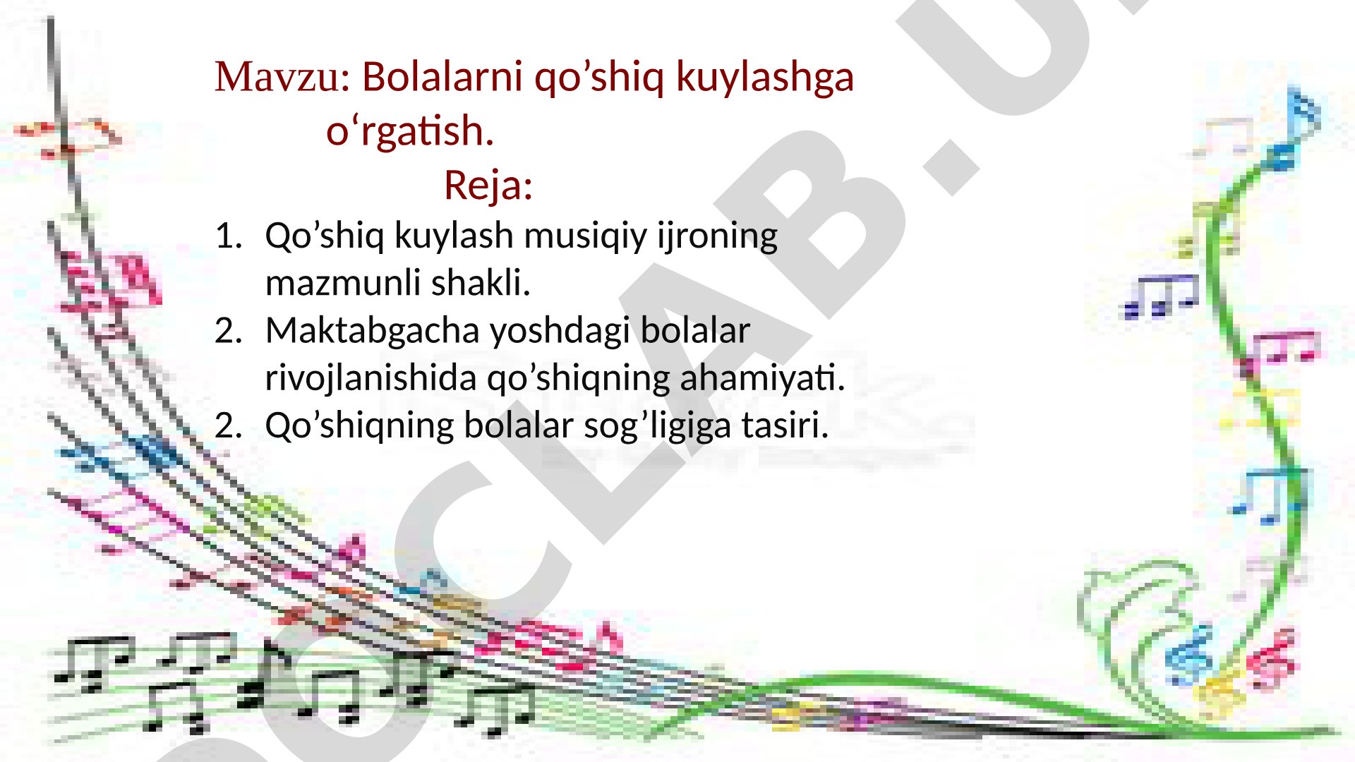 Bolalarni qo’shiq kuylashga o‘rgatish