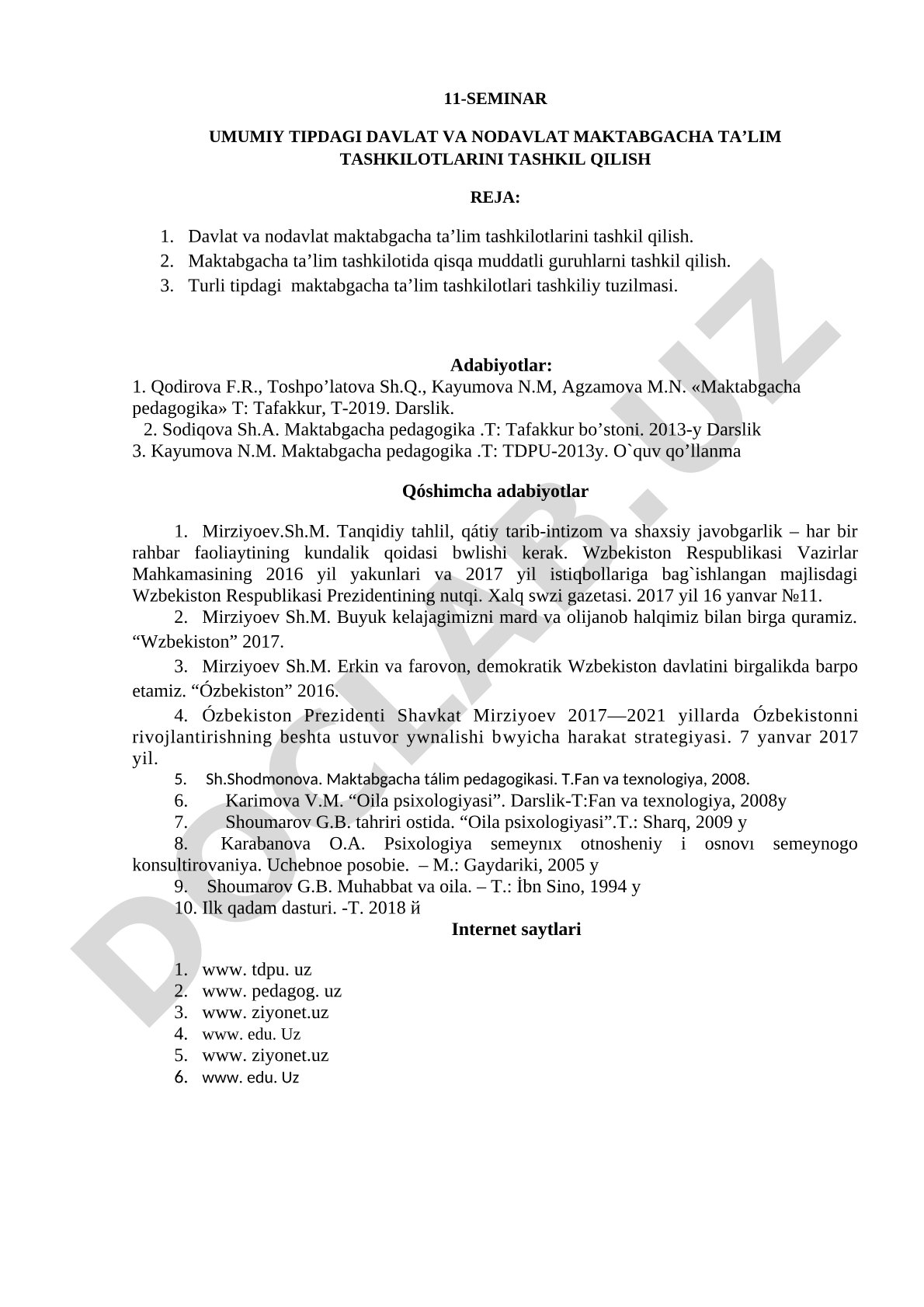 Umumiy tipdagi davlat va nodavlat maktabgacha ta'lim tashkilotlarini tashkil qilish