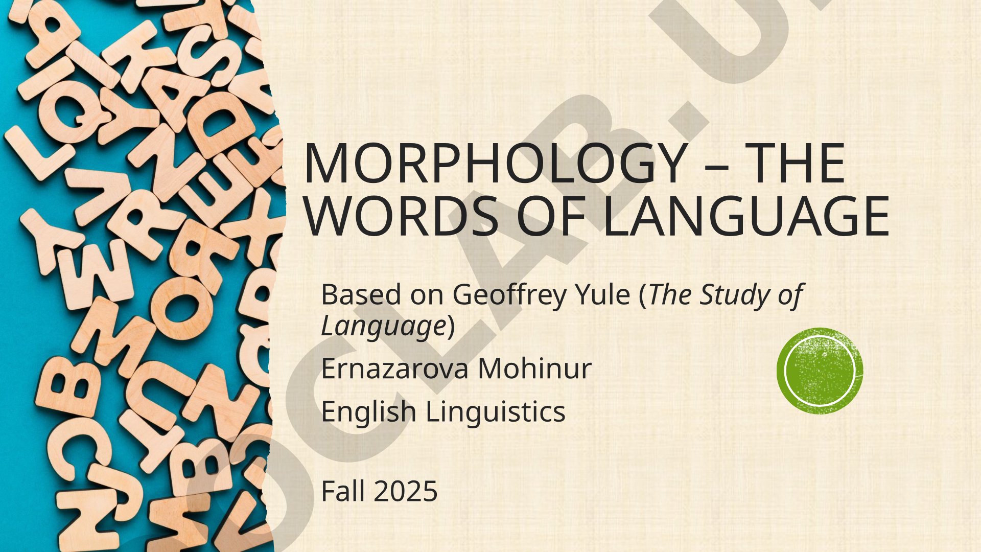 Morphology – The Words of Language