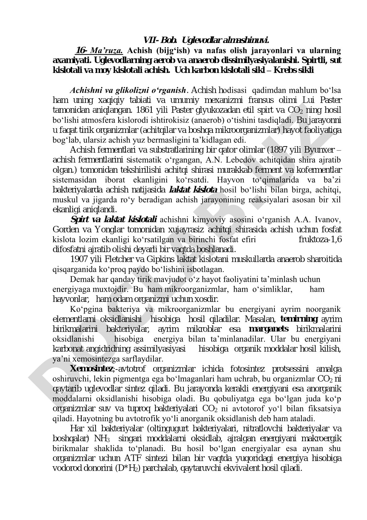 Achish (bijg‘ish) va nafas olish jarayonlari va ularning axamiyati