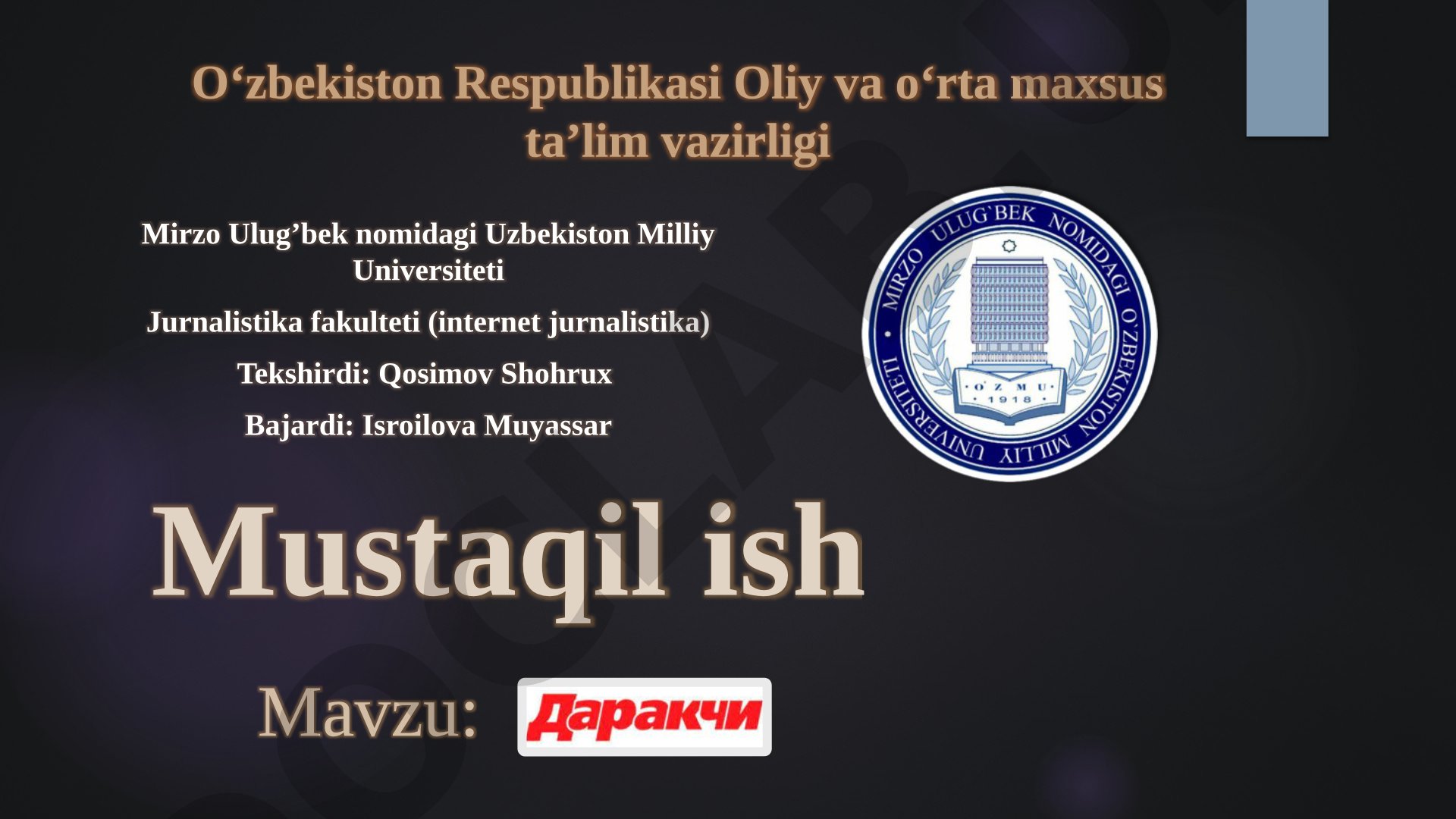 Darakchi.uz loyihasi haqida