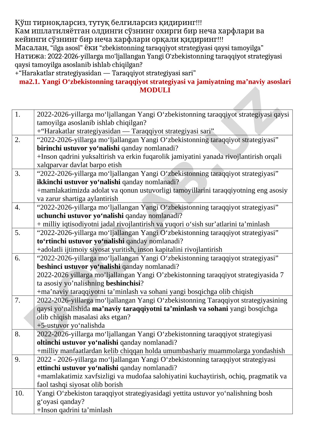 Yangi O‘zbekistonning taraqqiyot strategiyasi va jamiyatning ma’naviy asoslari