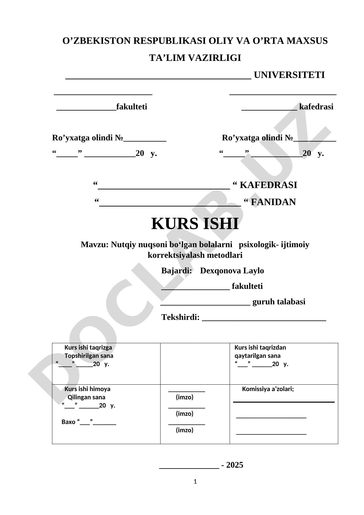 Nutqiy nuqsoni boʻlgan bolalarni psixologik- ijtimoiy korrektsiyalash metodlari