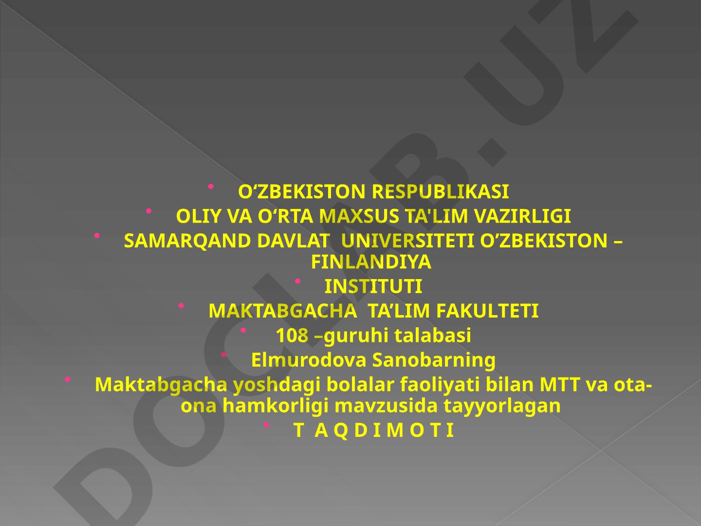 Maktabgacha yoshdagi bolalar faoliyati bilan MTT va ota-ona hamkorligi