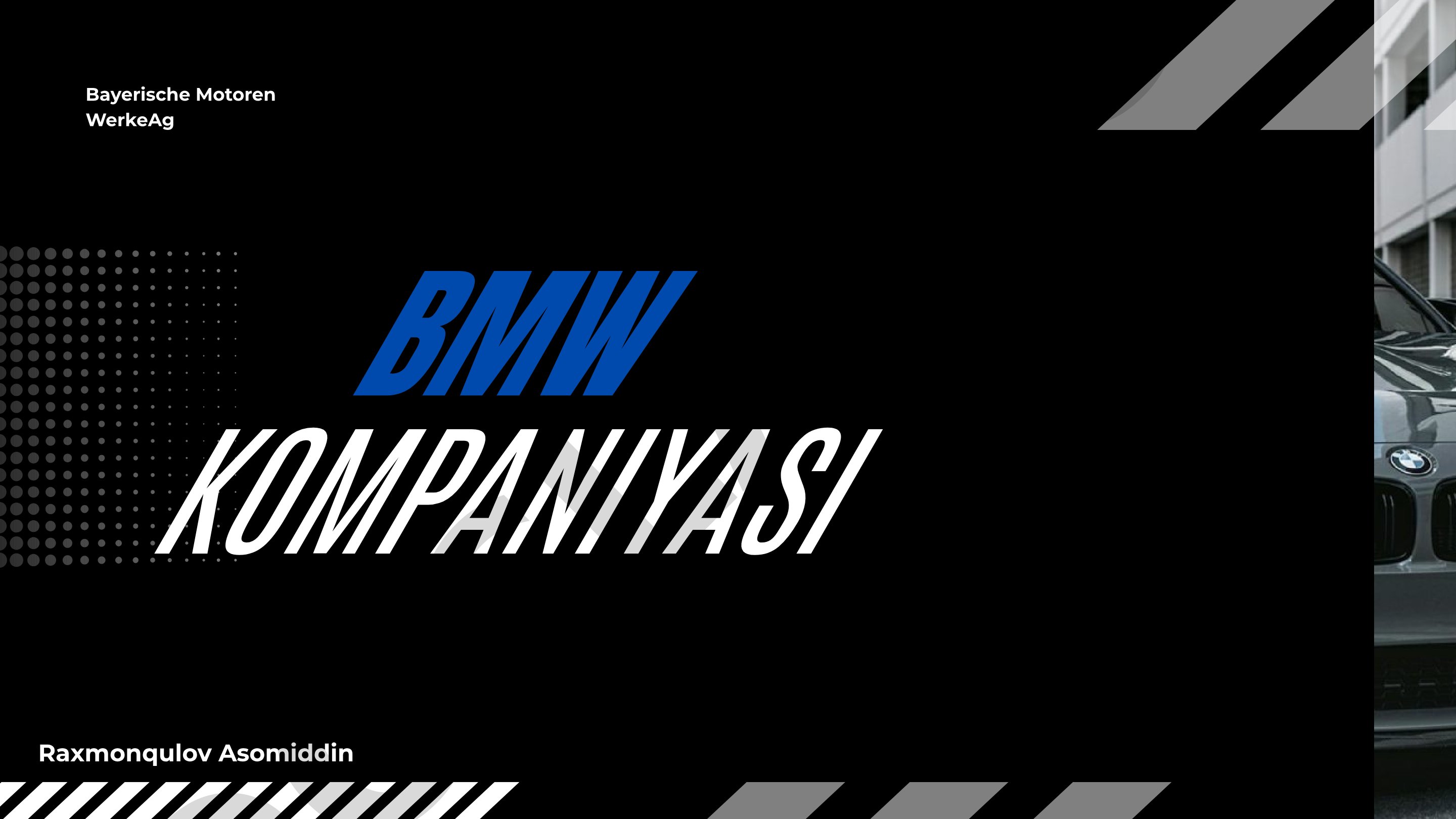 BMW kompaniyasi tarixi, mahsulotlari, savdo hajmi va marketing strategiyasi haqida