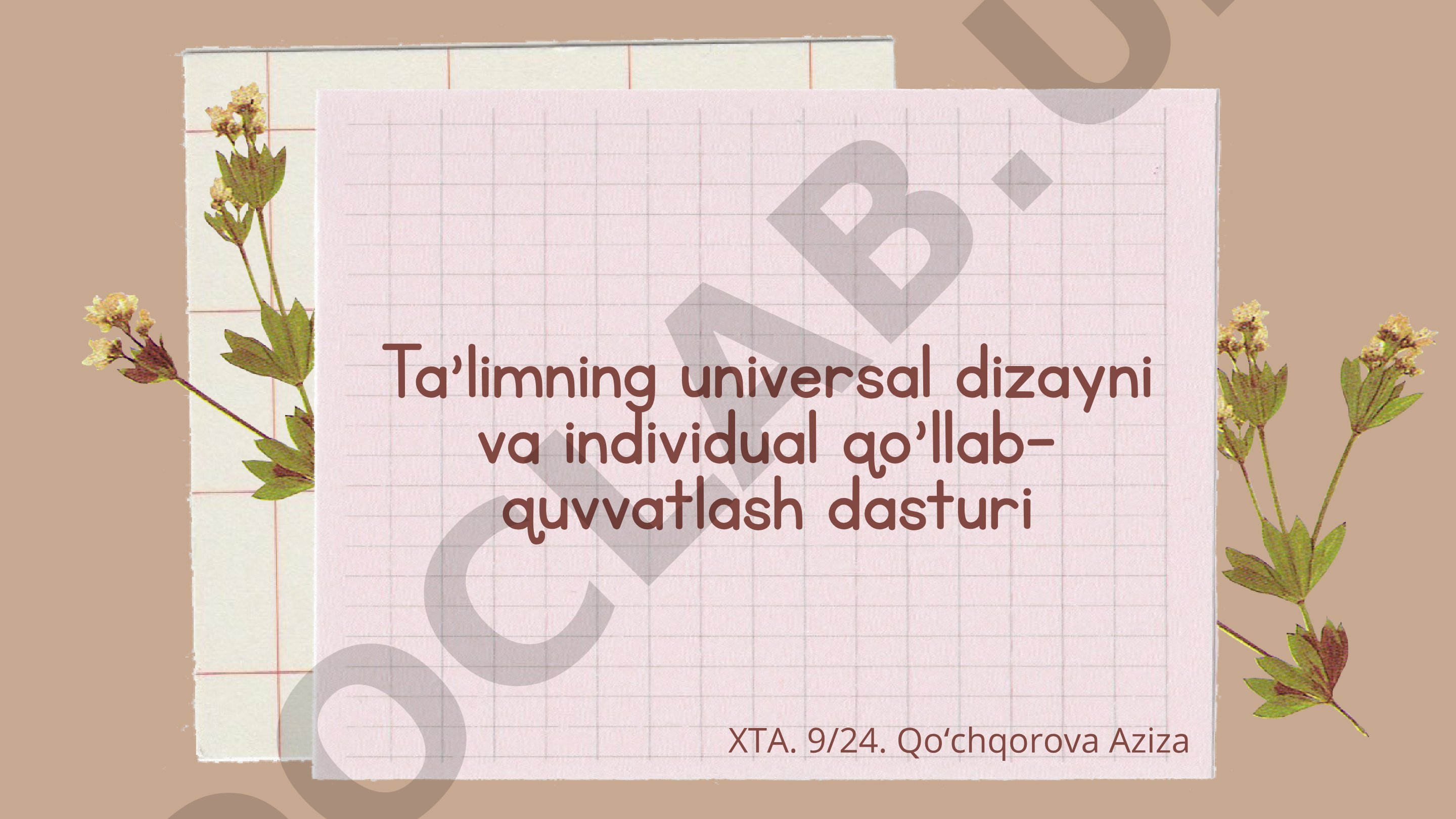 Ta'limning universal dizayni va individual qo'llab-quvvatlash dasturi