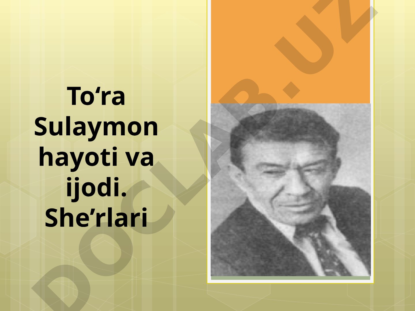 To‘ra Sulaymon hayoti va ijodi