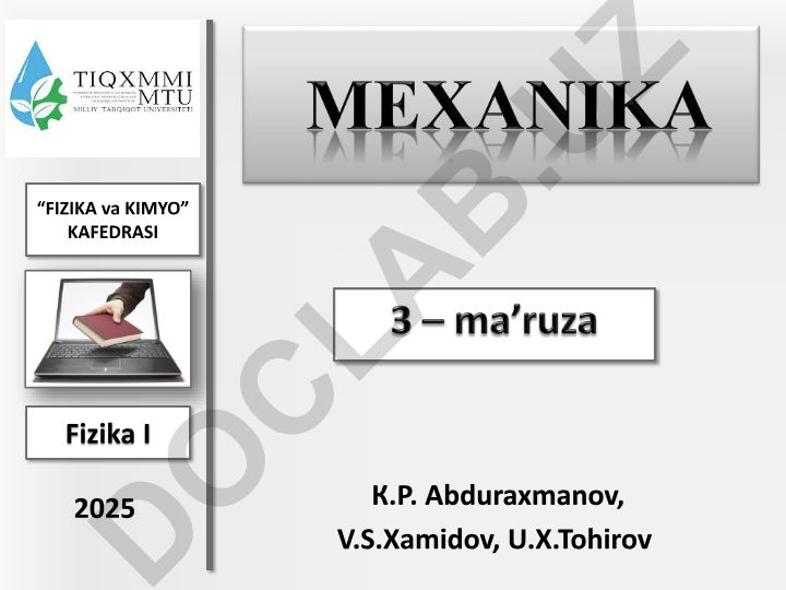 Ish va energiya. Mexanik energiyaning saqlanish qonuni