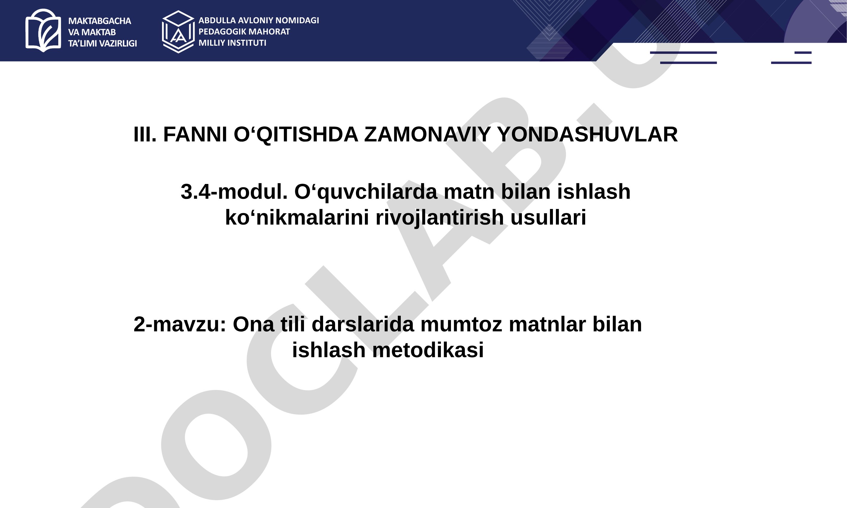Ona tili darslarida mumtoz matnlar bilan ishlash metodikasi