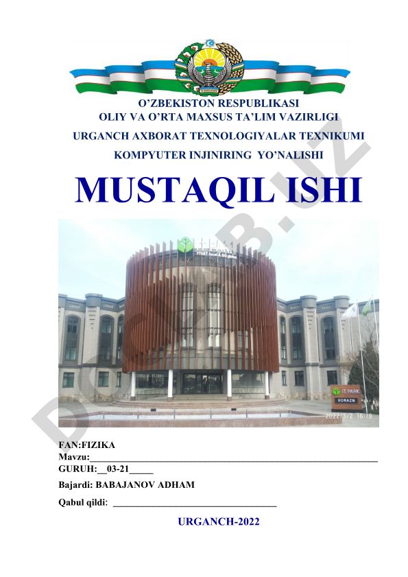 Fizika fanidan mustaqil ish