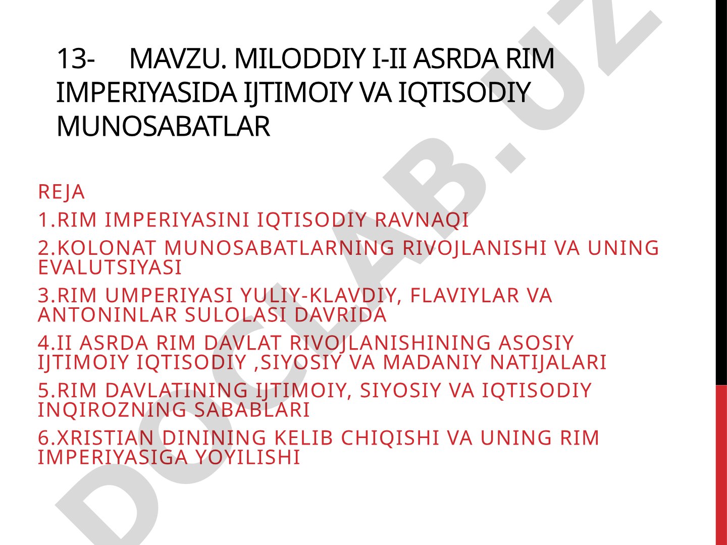 Milodiy I-II asrda Rim imperiyasida ijtimoiy va iqtisodiy munosabatlar
