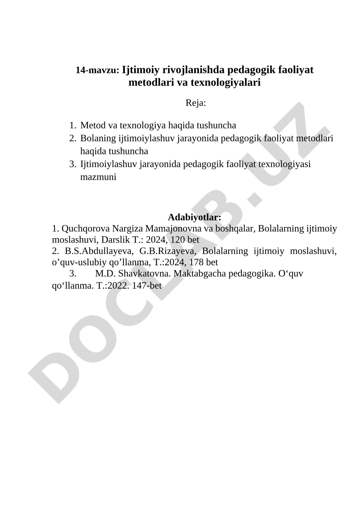 Ijtimoiy rivojlanishda pedagogik faoliyat metodlari va texnologiyalari