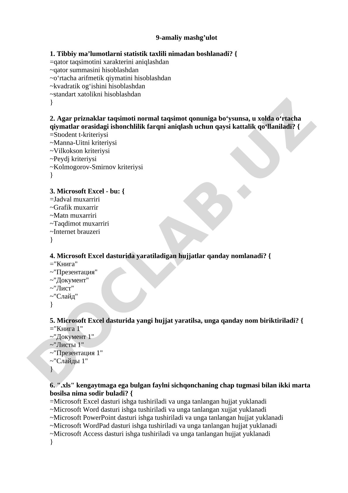 Tibbiy ma’lumotlarni statistik taxlili