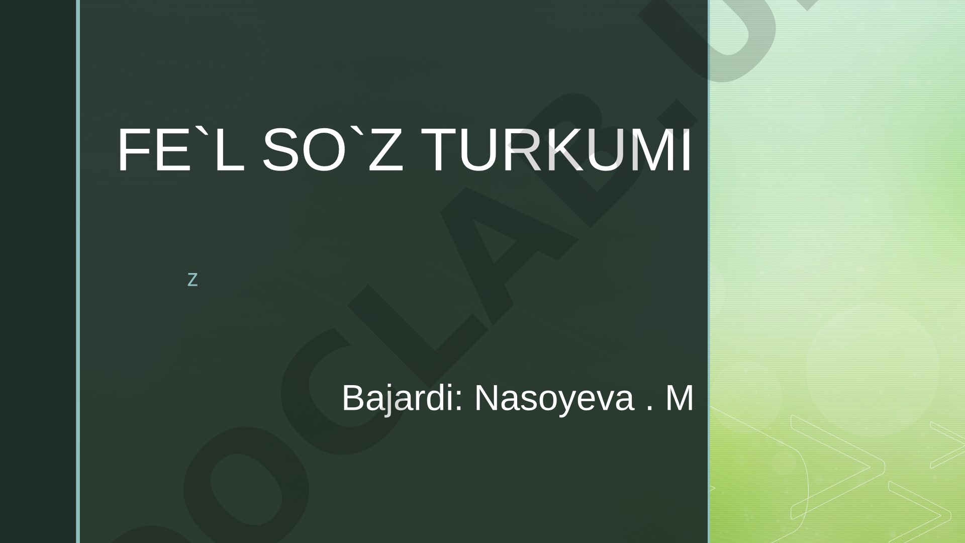 Fe`l so`z turkumi