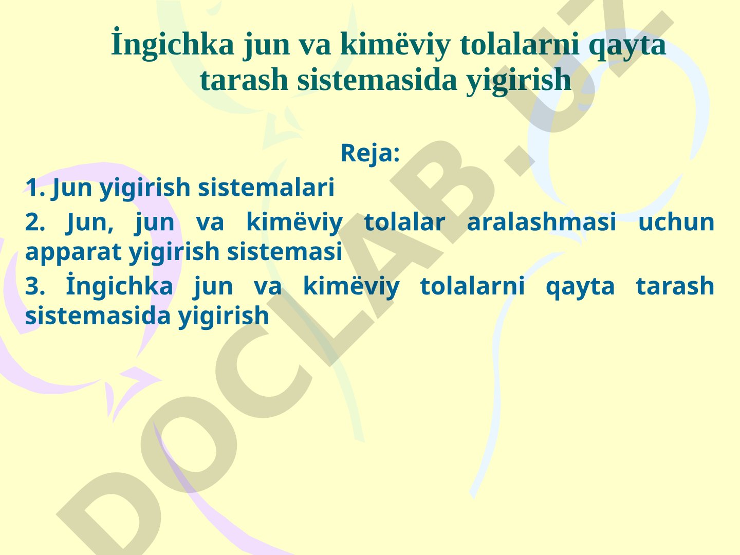 İngichka jun va kimёviy tolalarni qayta tarash sistemasida yigirish