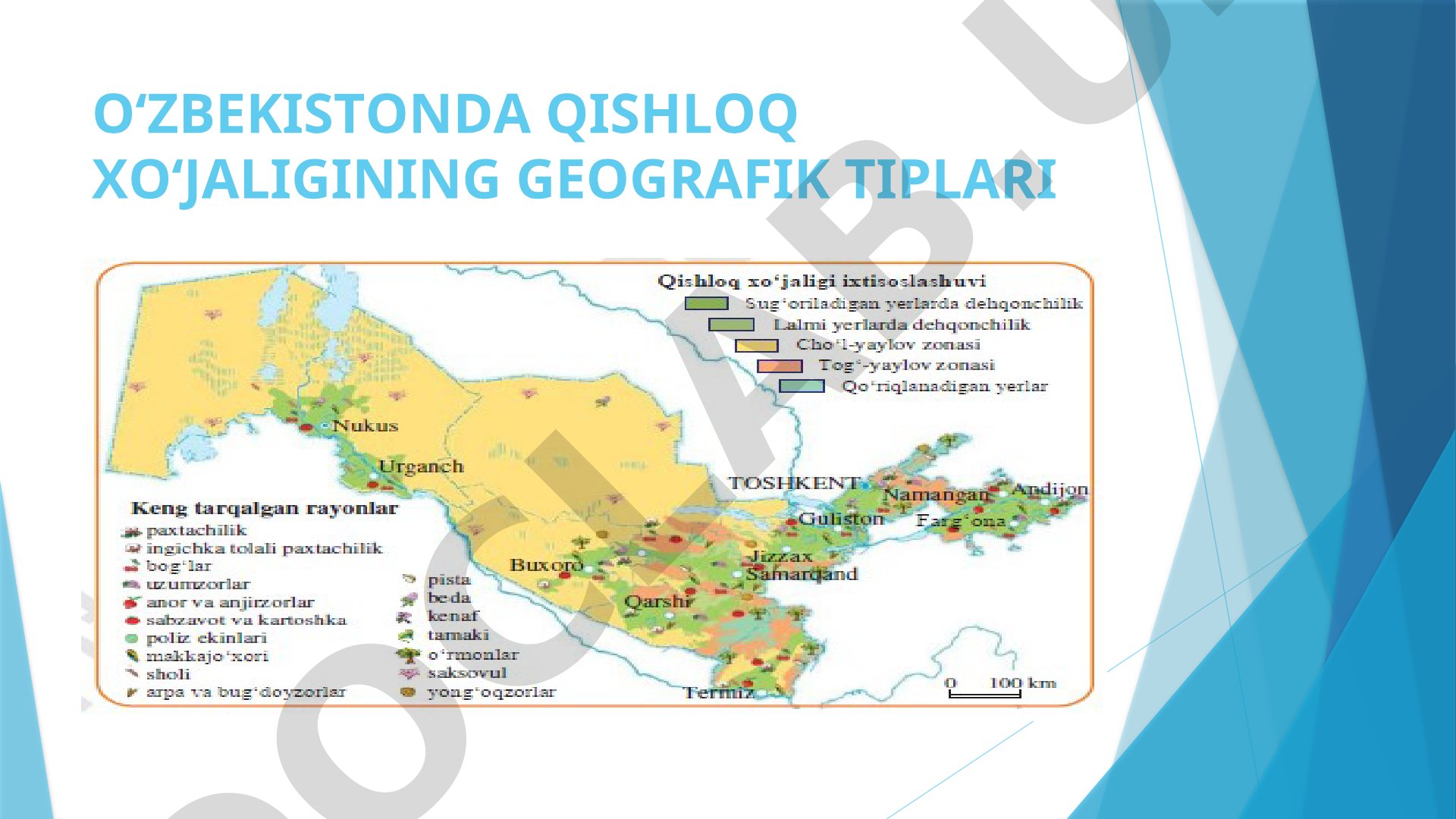 O‘zbekistonda qishloq xo‘jaligining geografik tiplari