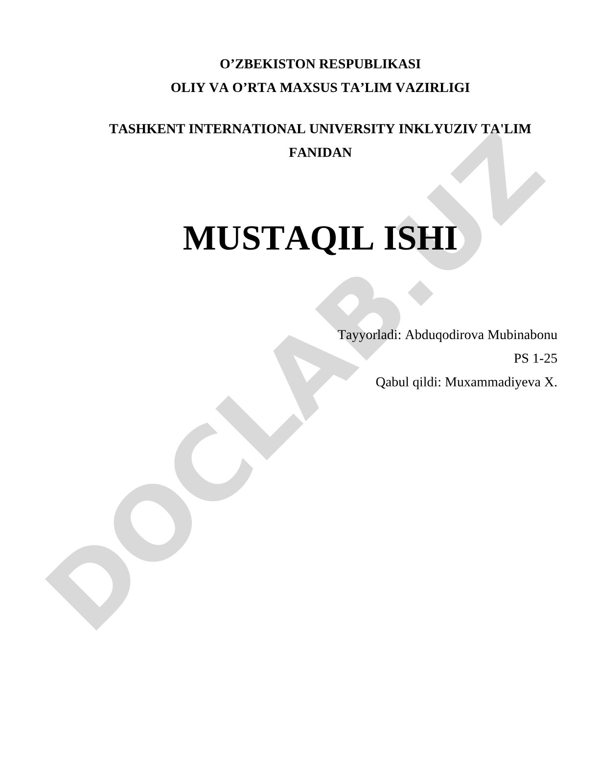 INKLYUZIV TA'LIMNING TAMOYILLARI, UNGA BO'LGAN EHTIYOJ VA SABABLARI, BOSQICHLARI