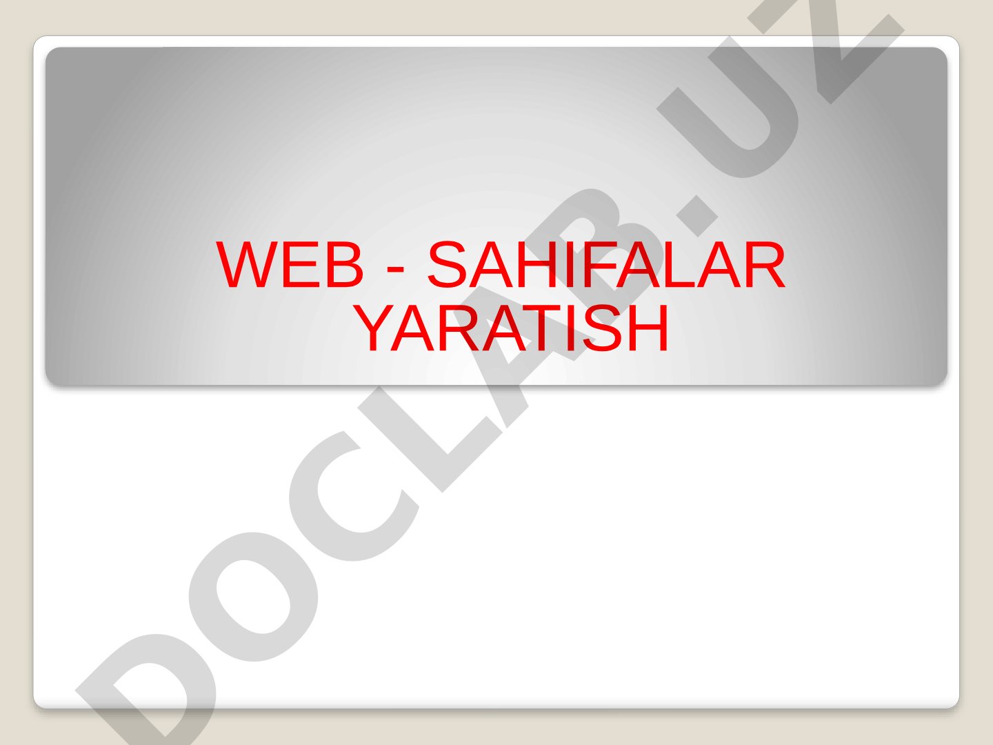 Web - sahifalar yaratish