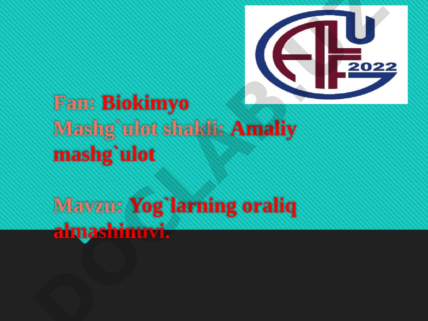 Yog'larning oraliq almashinuvi. Yog' kislotalarining oksidlanishi