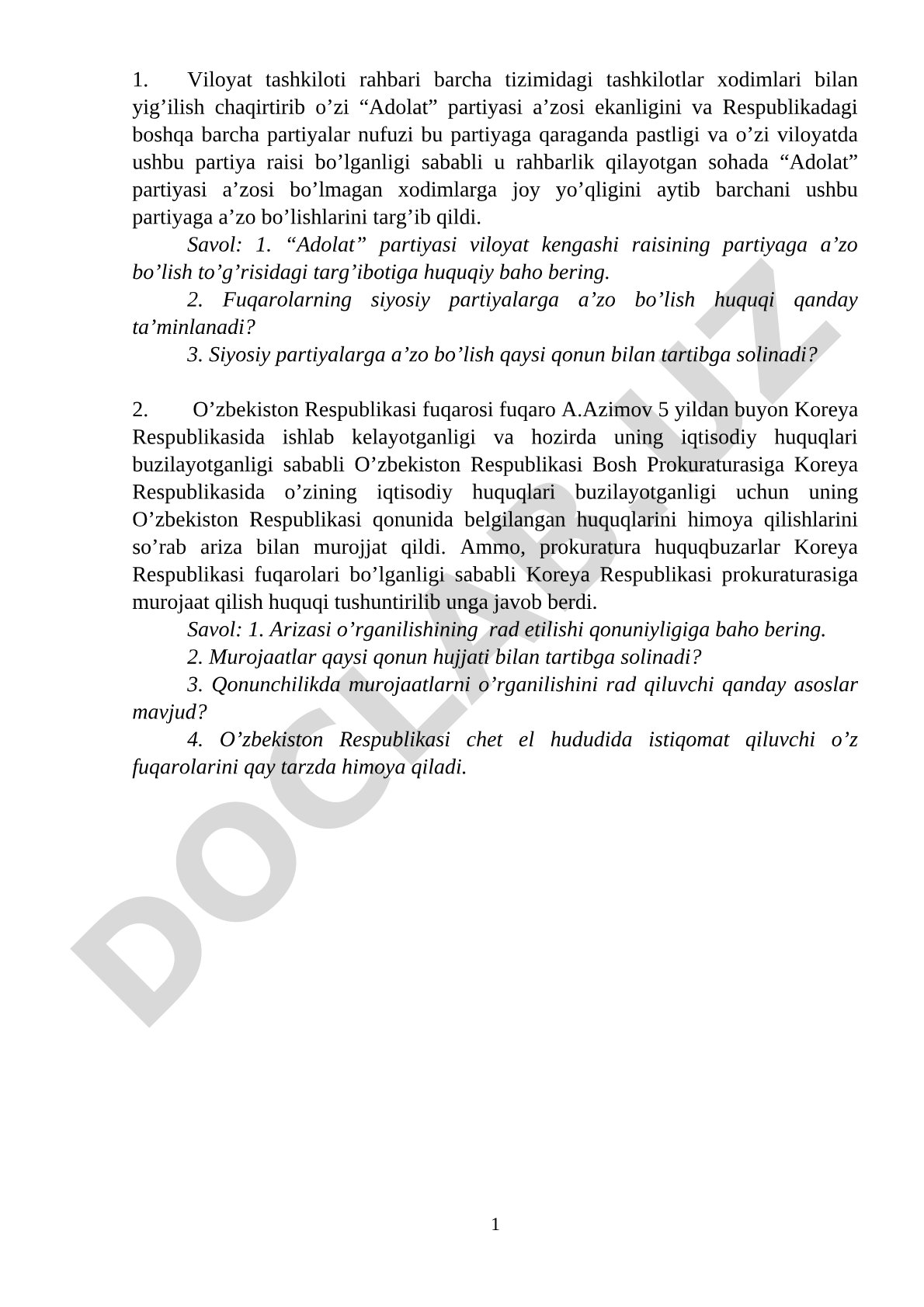 Partiyaga a'zolik targ'iboti va fuqarolarning iqtisodiy huquqlari
