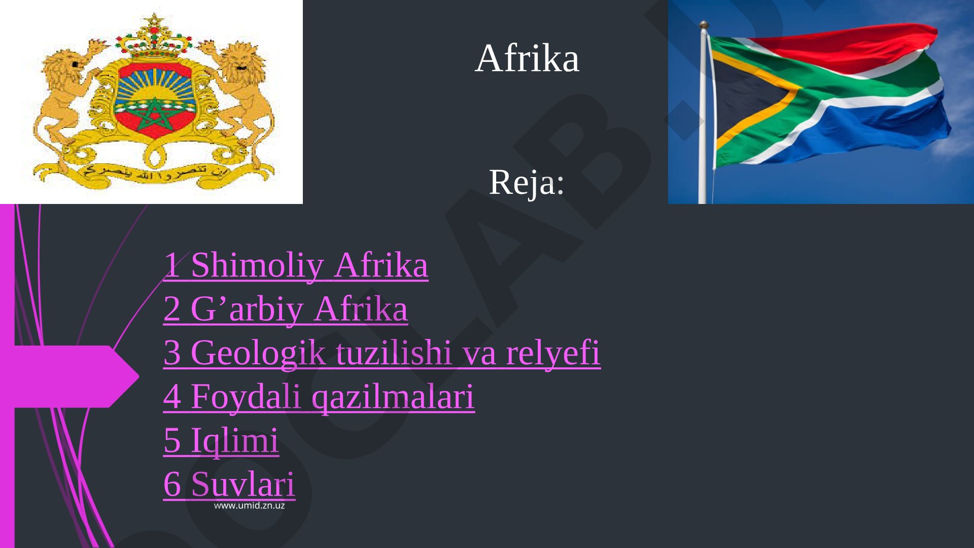 Afrika geografiyasi: Shimoliy va G'arbiy mintaqalar, relyef, iqlim va suvlar