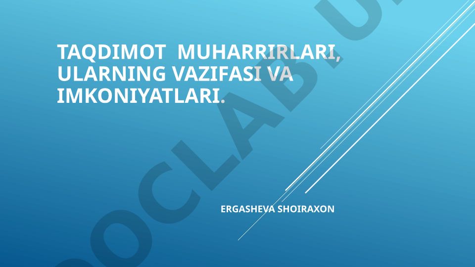 Multimedia tushunchasi va MS PowerPoint 2010 dasturida taqdimot yaratish