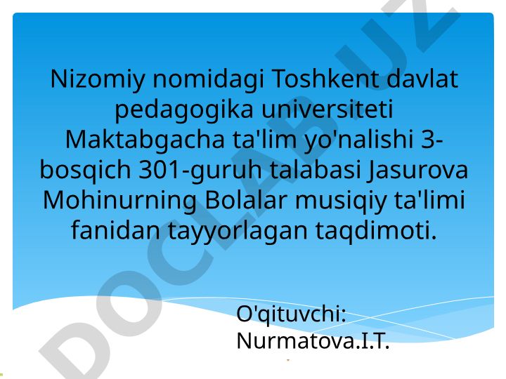 Maktabgacha ta'lim tashkilotlarida bolalarga musiqiy ta'lim berishda tarbiyachining faoliyati