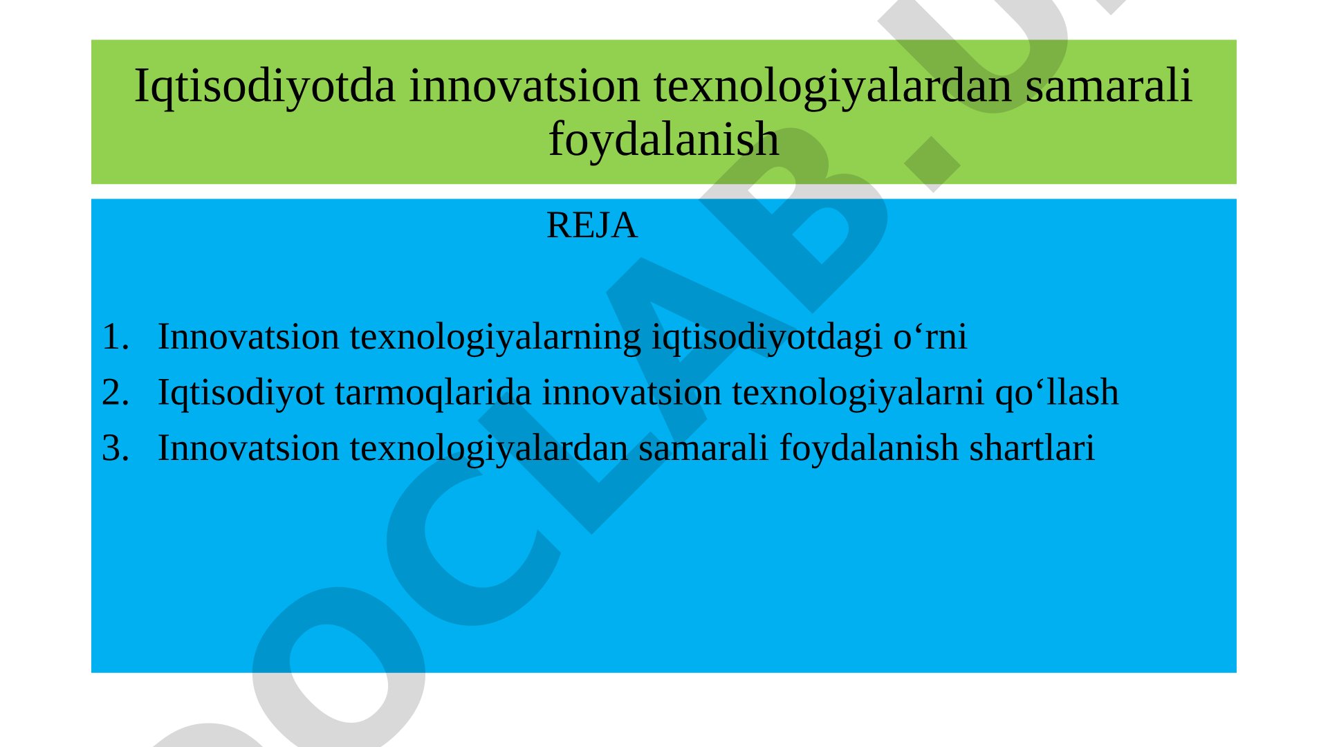 Iqtisodiyotda innovatsion texnologiyalardan samarali foydalanish