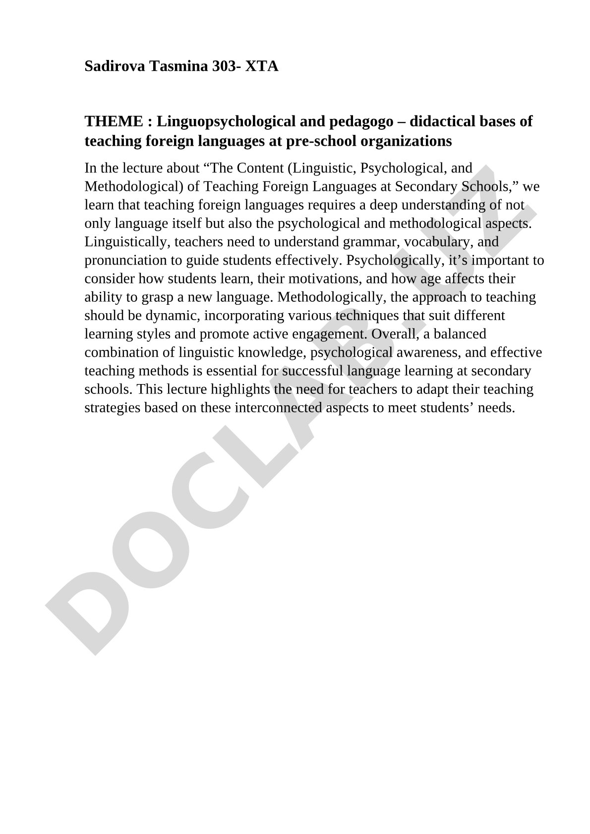 Linguopsychological and pedagogo-didactical bases of teaching foreign languages at pre-school organizations