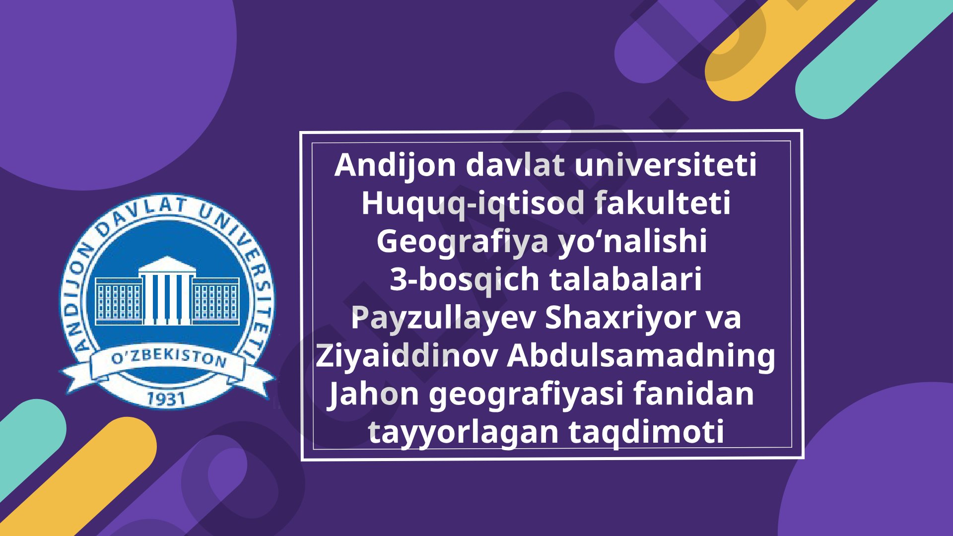 Oʻrta Osiyoni tabiiy geografik rayonlashtirish