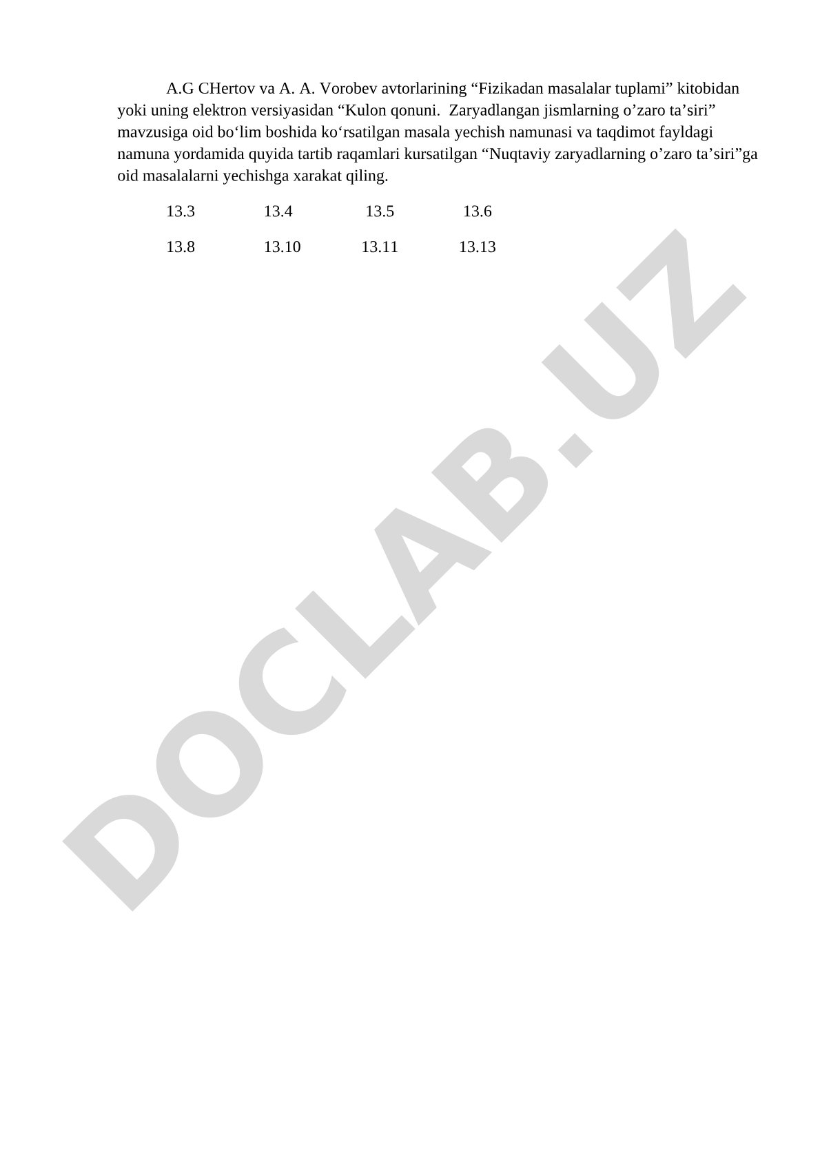 Nuqtaviy zaryadlarning o’zaro ta’siri
