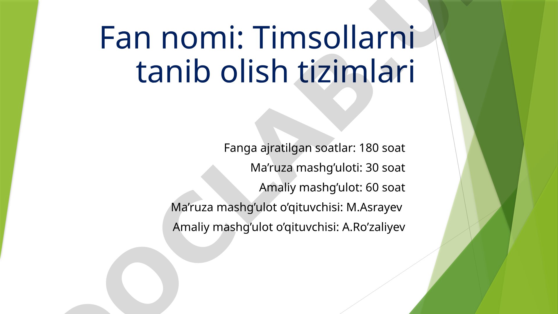 Biometrik identifikatsiyalash texnologiyalari haqida ma'ruza materiallari