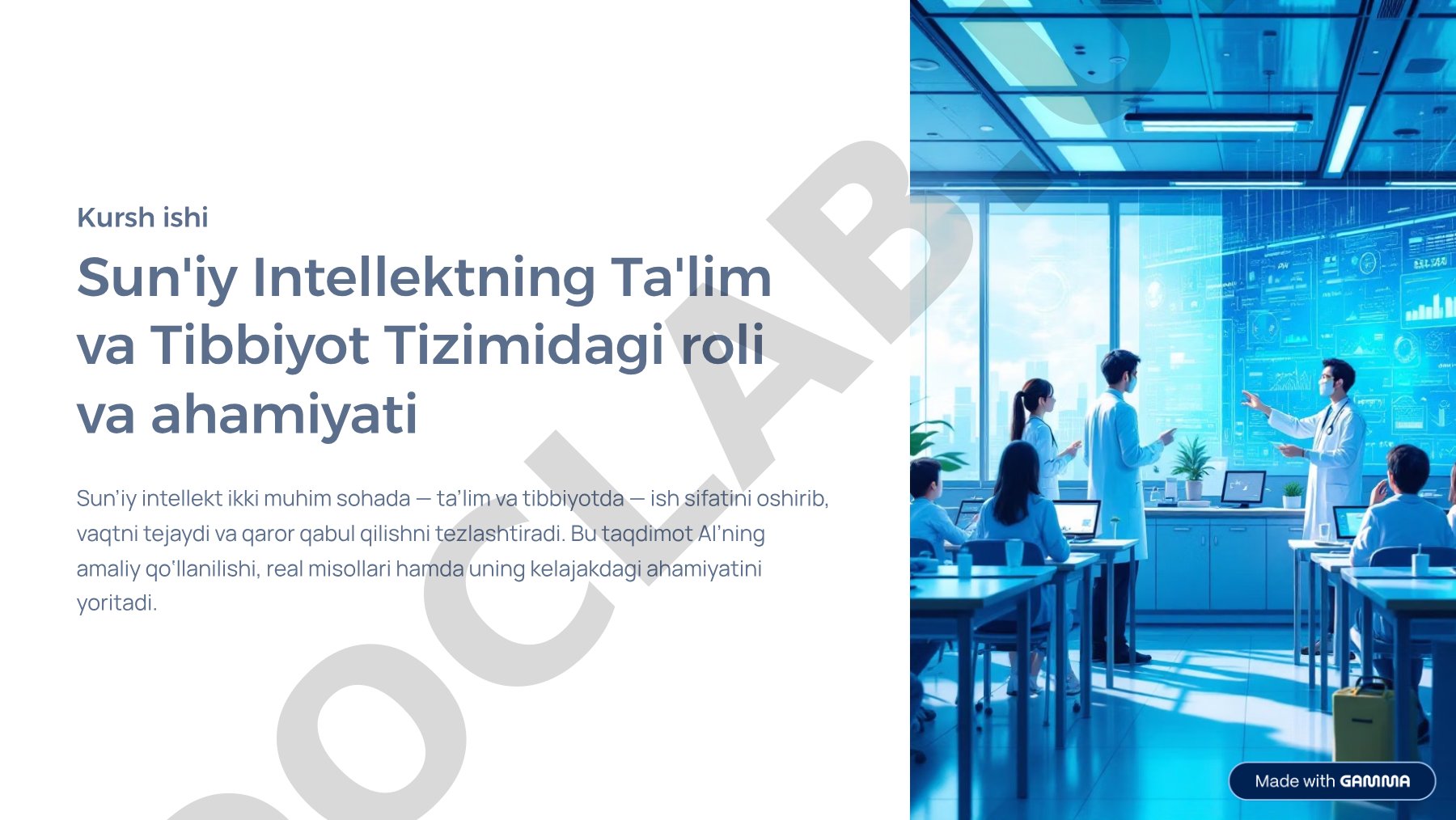 Sun'iy Intellektning Ta'lim va Tibbiyot Tizimidagi roli va ahamiyati