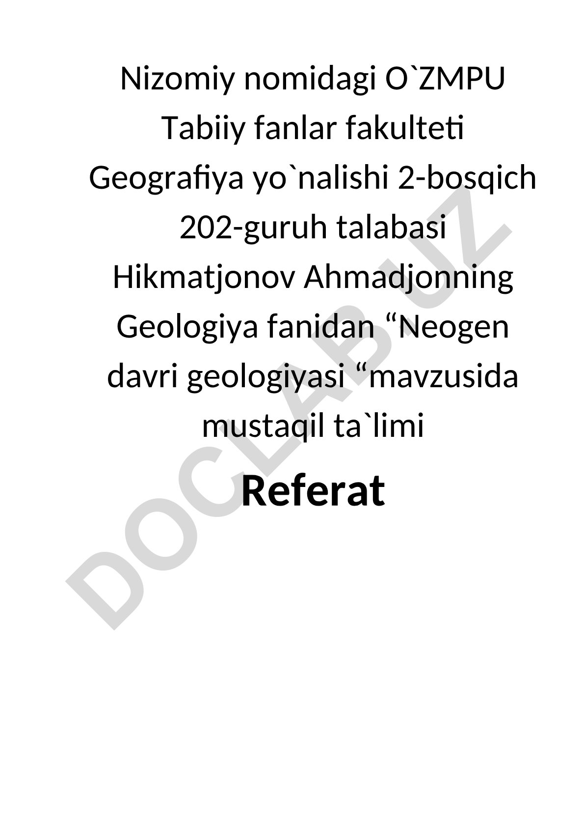 Neogen davri geologiyasi