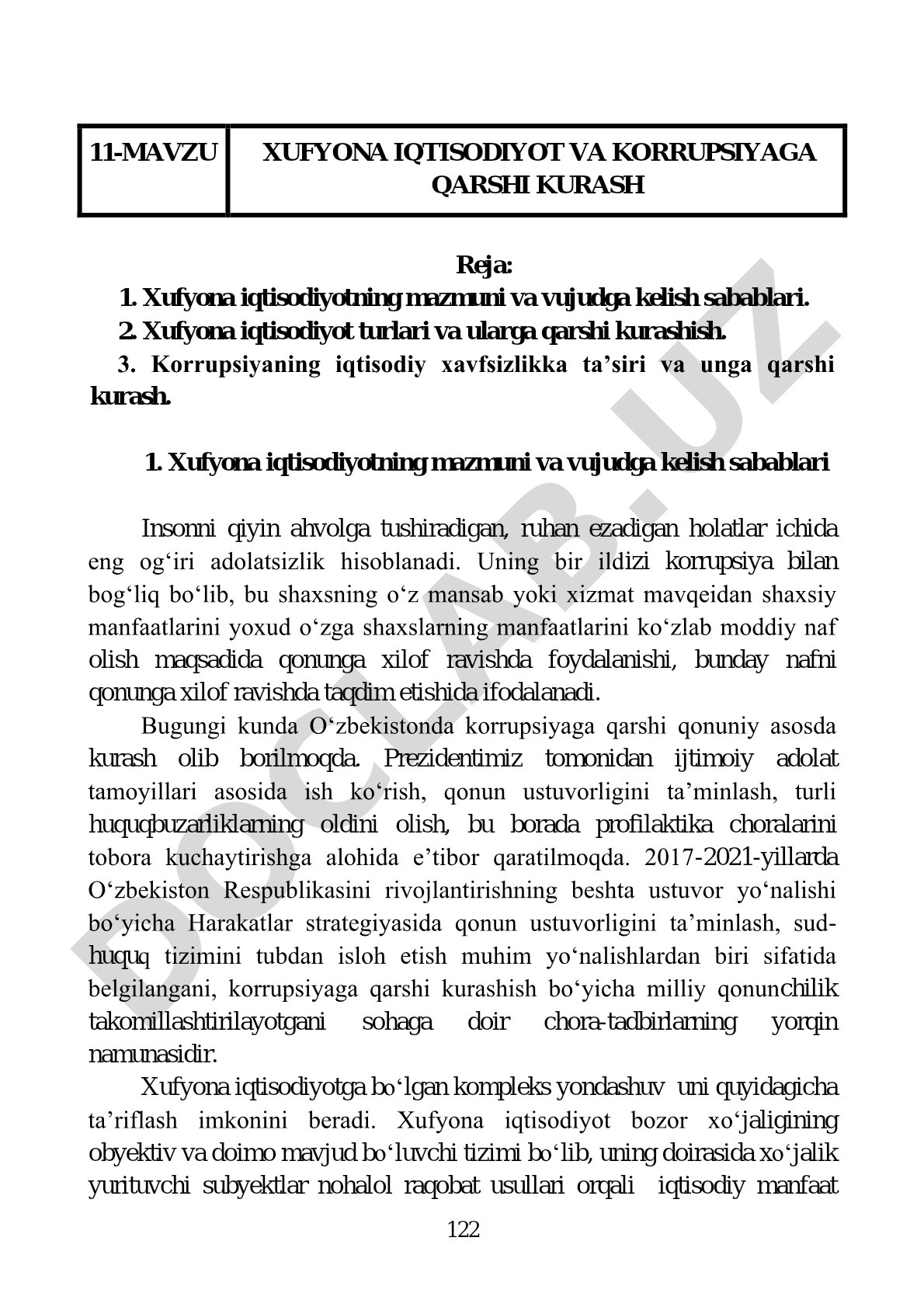 Xufyona iqtisodiyot va korrupsiyaga qarshi kurash