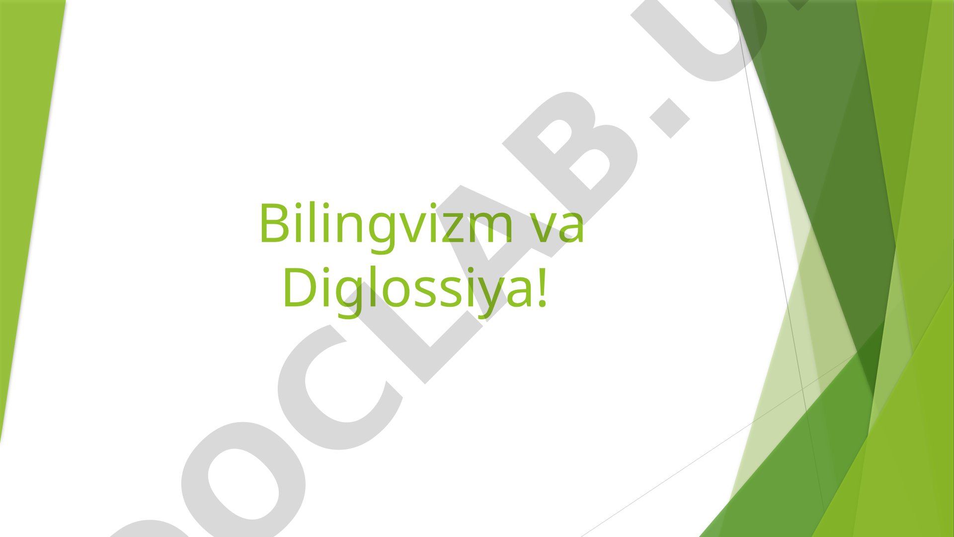 Bilingvizm, diglossiya, umumiy til (koyne) va ikki tillilik haqida
