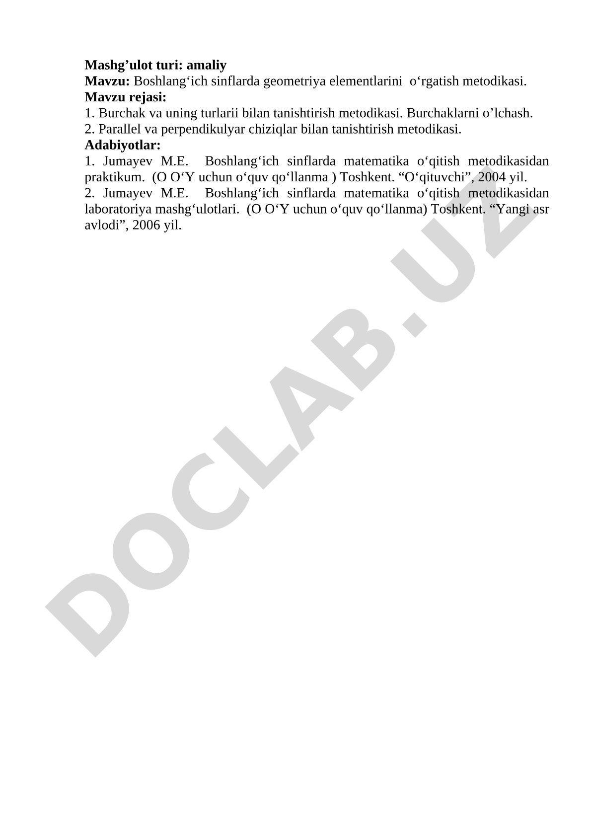 Boshlang‘ich sinflarda geometriya elementlarini o‘rgatish metodikasi