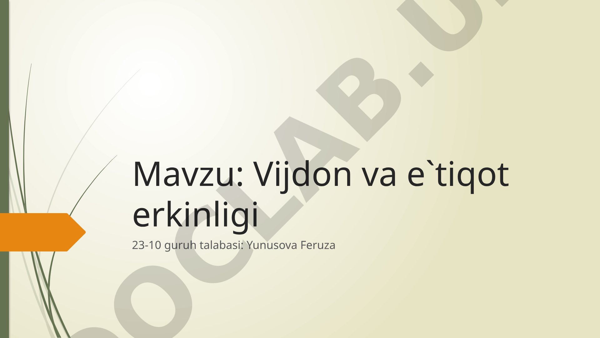 Vijdon va e`tiqot erkinligi