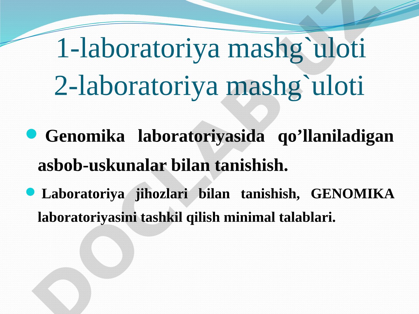 Genomika fanining tarixi va laboratoriya jihozlari