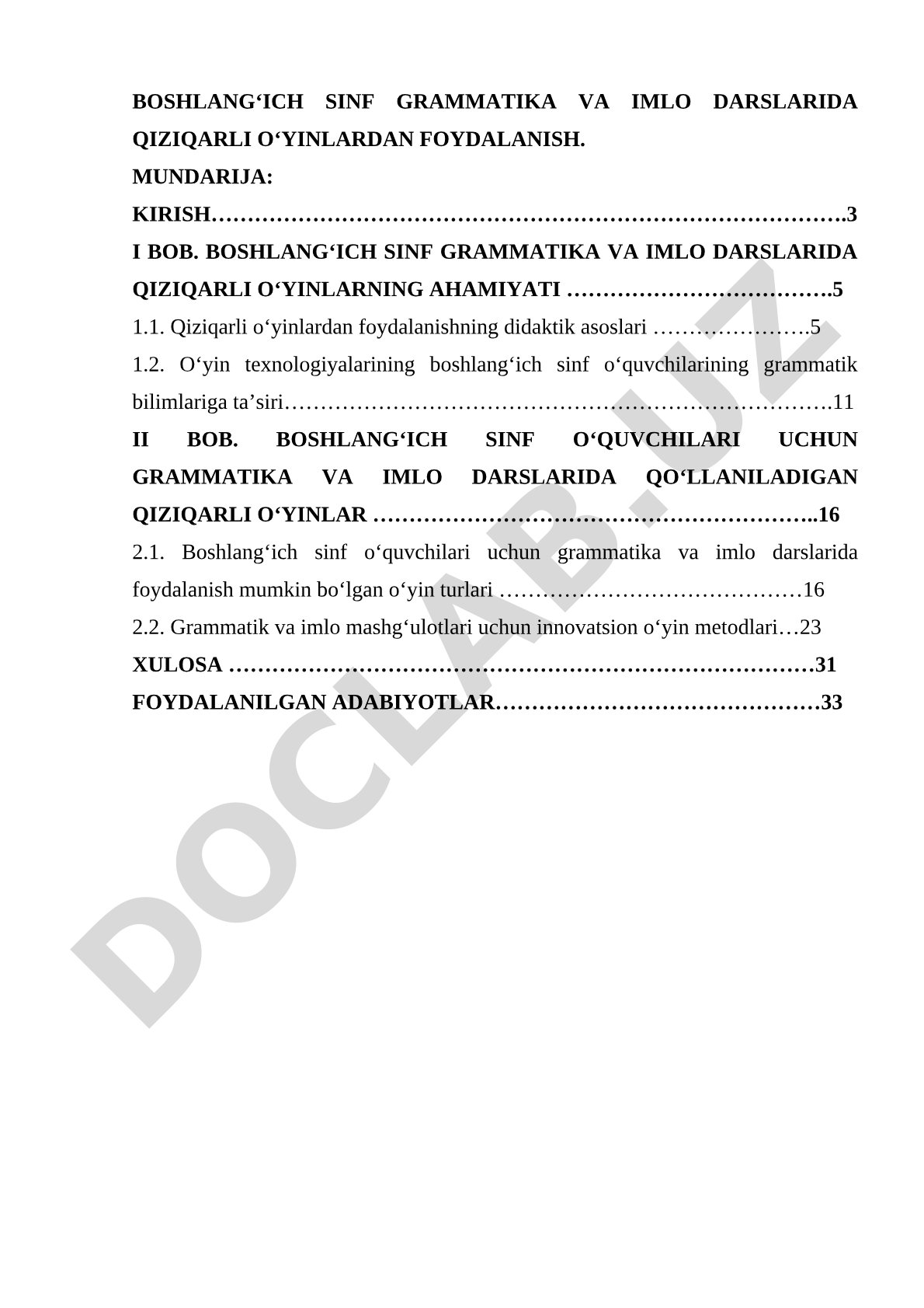 Boshlang‘ich sinf grammatika va imlo darslarida qiziqarli o‘yinlardan foydalanish