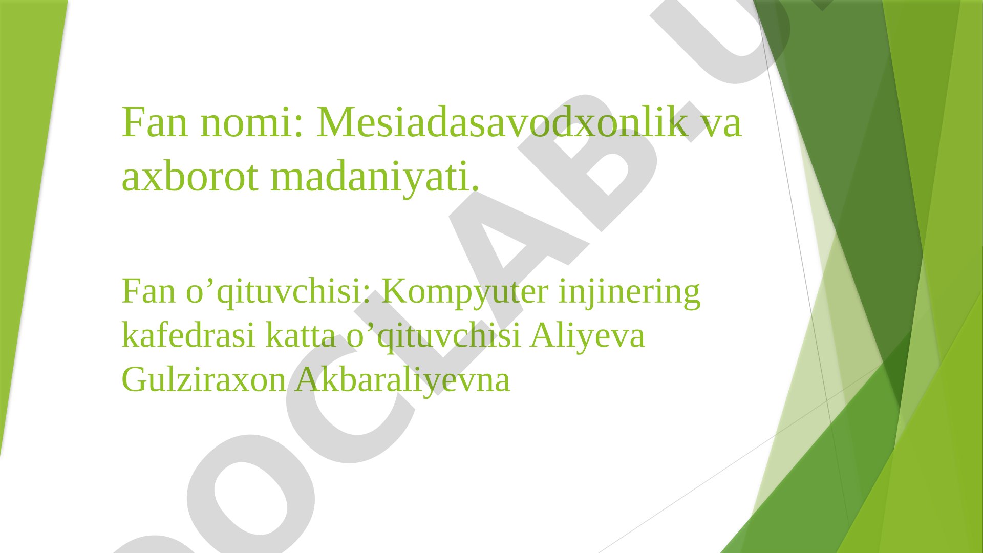 Mediasavodxonlik va axborot madaniyati fanining tavsifi