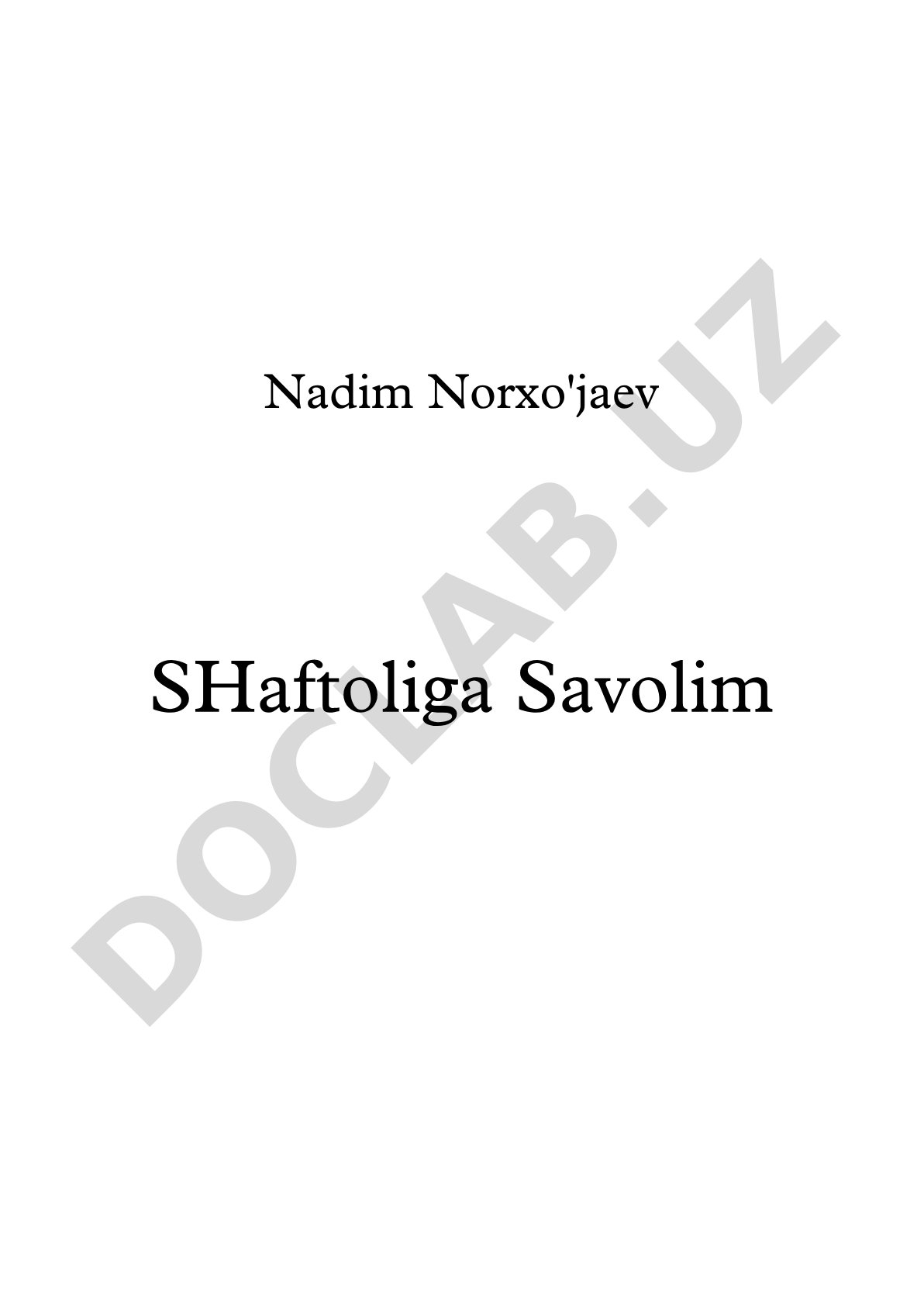 Shaftoliga Savolim