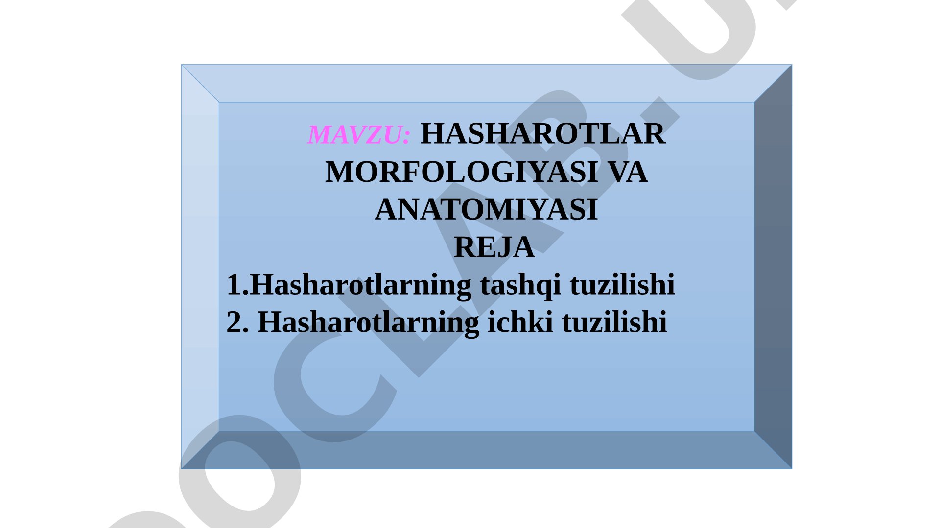 Hasharotlar morfologiyasi va anatomiyasi
