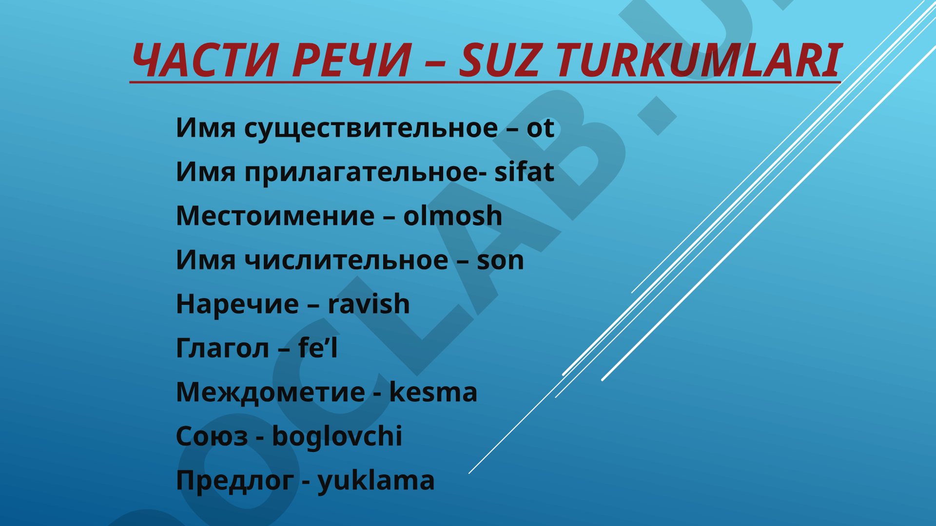 Части речи. Имя существительное